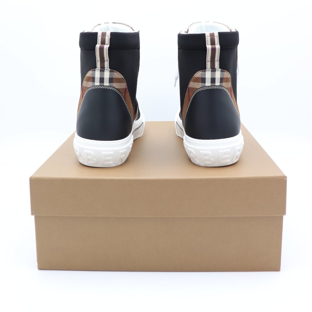 NIB Burberry Men's Vintage Check Cotton Lace-up High-Top Sneakers - Picture 6 of 8